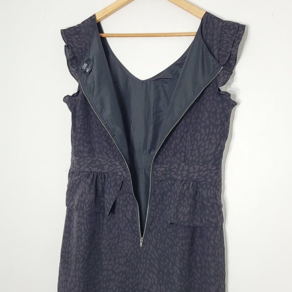 Chic Par Jacob Black Brown Animal Print V-Neck Sleeveless Dress Zipper Size 12 - Picture 4 of 10